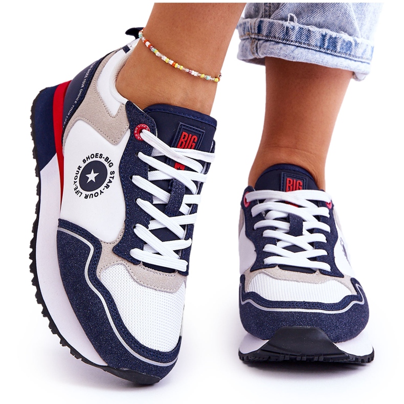 Zapatillas Mujer Memory Foam System Big Star LL274538 Blanco-Azul marino