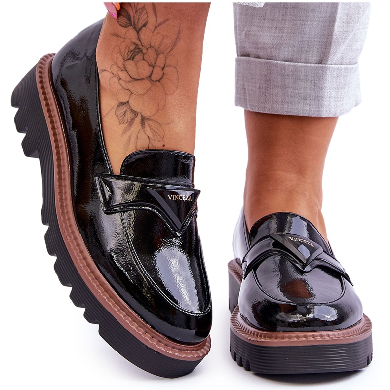 Vinceza Mocasines De Mujer Lacados Con Plataforma Y Decoración Negro Jonett