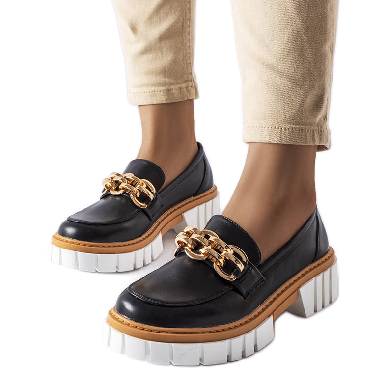 Mocasines negros con suela gruesa de Casgrain