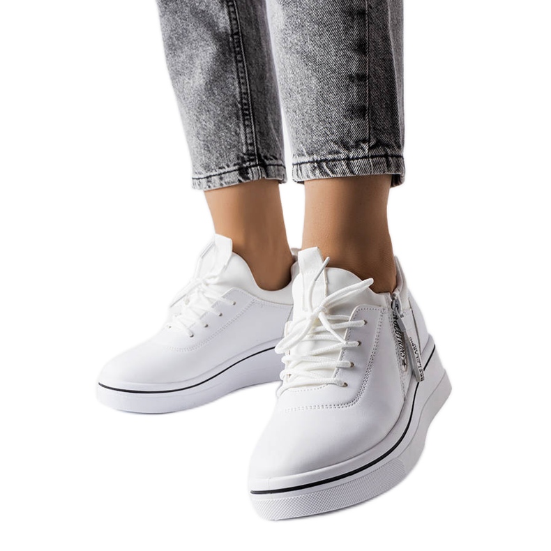 BM Zapatillas blancas de cuña baja de Mathieu blanco BM Zapatillas blancas de cuña baja de Mathieu blanco