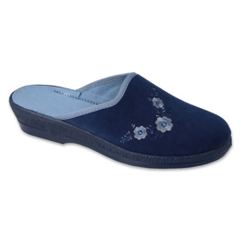 Zapatillas de mujer Befado 219d481 azul marino con flores bordadas