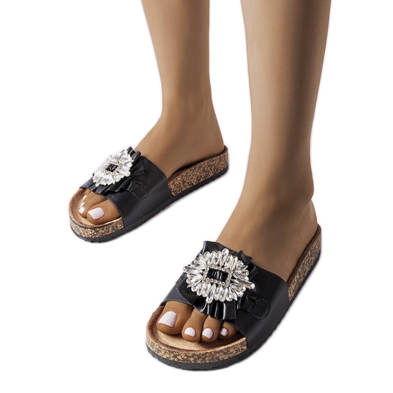 Chanclas negras con suela de corcho de Roy negro