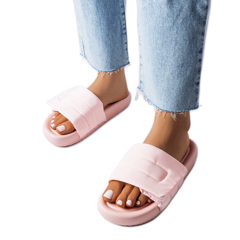 BM Pantuflas rosas con velcro de Aleron rosado