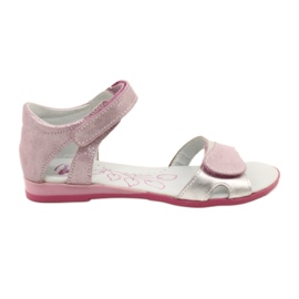 Sandalias niña de piel con velcro RenBut 4333 rosa/plata