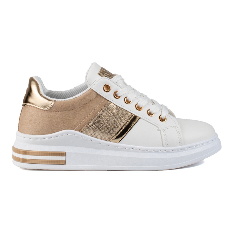 Zapatos de mujer con suela gruesa Shelovet blanco y beige.