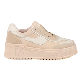 Botas de ante beige con plataforma gruesa de Shelovet