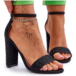Sandalias Mujer Tacón Alto Con Circonitas Negro Idealistic