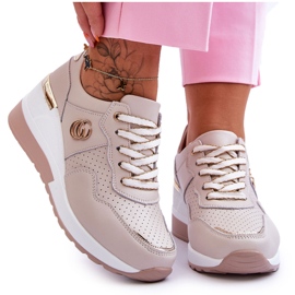 S.Barski Deportivas Mujer Rebeca Piel Beige Cuña