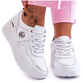 S.Barski Deportivas Mujer Piel Cuña Blanco-Plata Rebeca