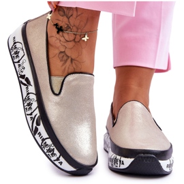 S.Barski Zapatillas Deportivas De Mujer De Piel Sin Cordones Ottavia Dorada dorado