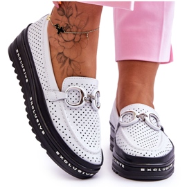 S.Barski Mocasines Clásicos De Piel Calada Con Adorno Rendy Blanco