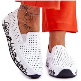 S.Barski Zapatillas Slip-On de piel calada Blanco Gedra