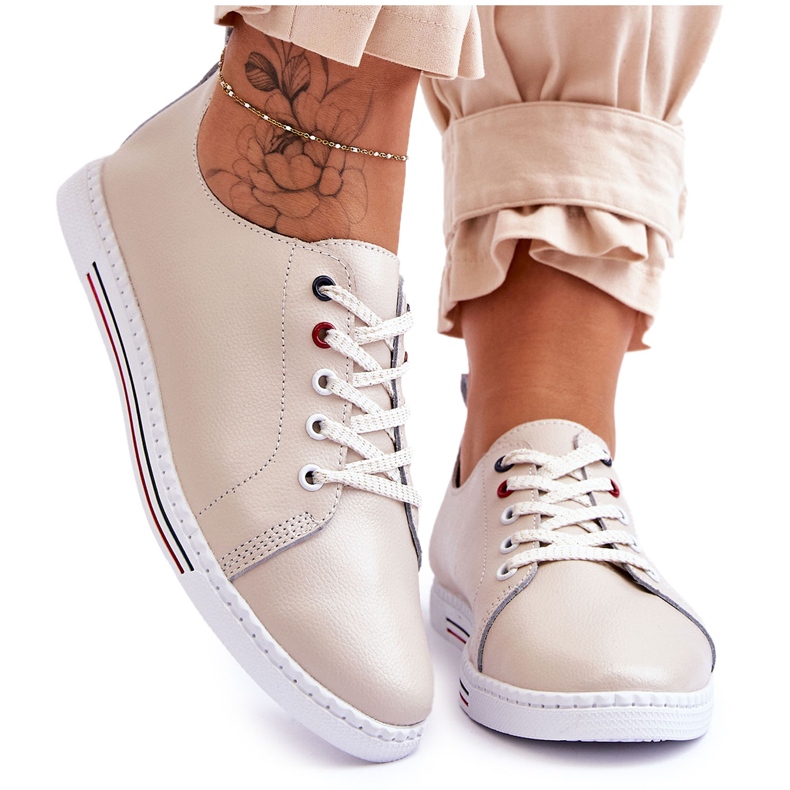 S.Barski Deportivas Mujer Piel Beige Renes marrón