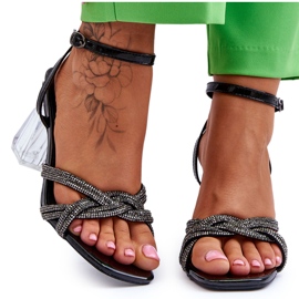 S.Barski Sandalias En Una Barra Transparente Black Randy negro