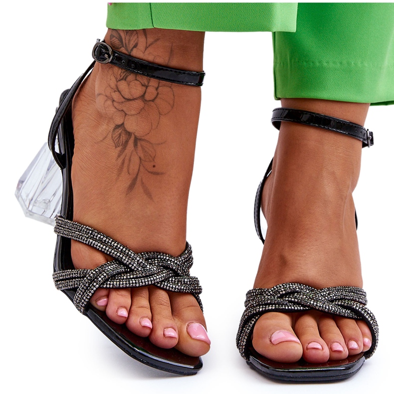 S.Barski Sandalias En Una Barra Transparente Black Randy negro