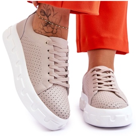 S.Barski Deportivas Piel Plataforma Chunky Beige Montigo