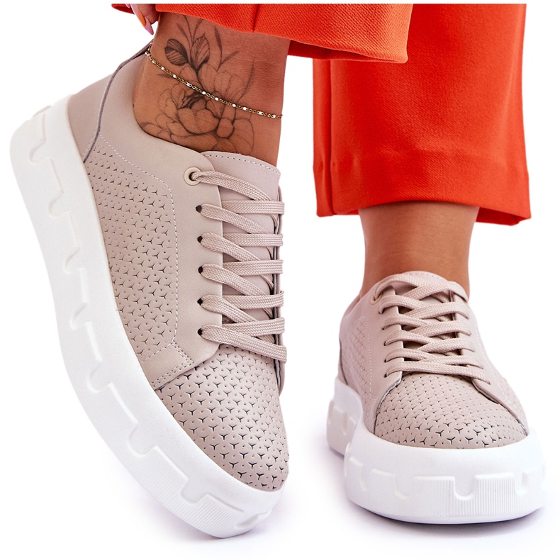 S.Barski Deportivas Piel Plataforma Chunky Beige Montigo