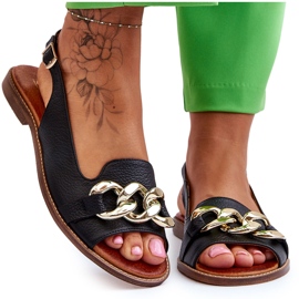 Sandalias Mujer Piel Lewski Shoes 3230 Black Peas negro