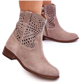 Lewski Shoes Botas Mujer Ante Calado Leski Shoes 3301 Cappuccino marrón