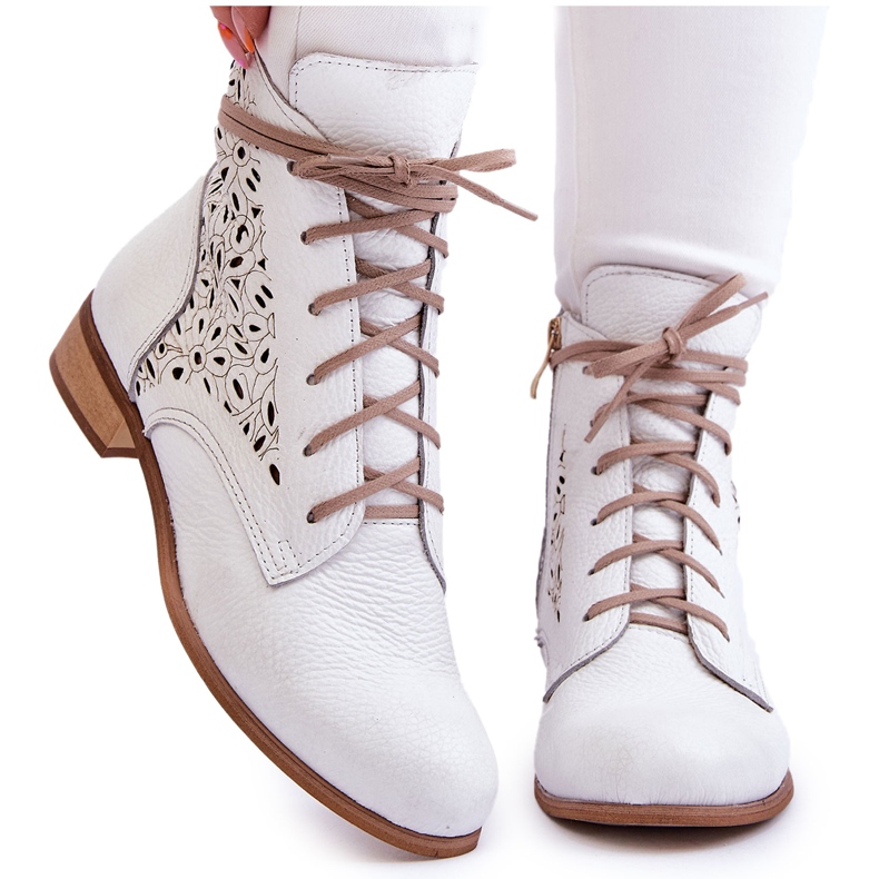Lewski Shoes Botas Mujer Piel Cremallera Left Shoes 3186 White Peas blanco