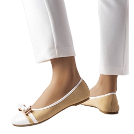 Bailarinas blancas y beige con lazo de Dufour