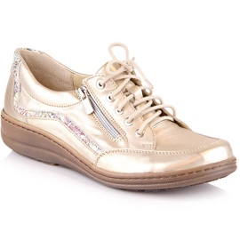 Zapatos mujer piel comodos dorado Helios 411