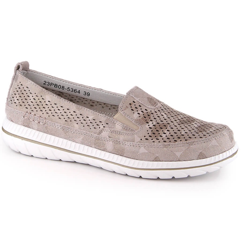 Slip-on mujer cómodos piel beige eVento 5364