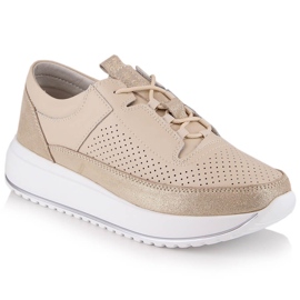 Deportivas mujer piel plataforma beige Artiker 52C1384