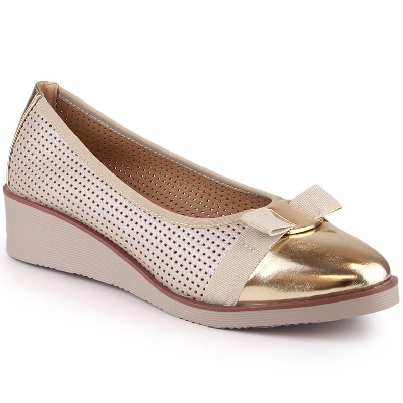 Zapatos cuña mujer calados dorados Potocki SZ12037