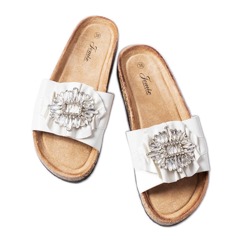 Chanclas blancas con suela de corcho de Roy blanco