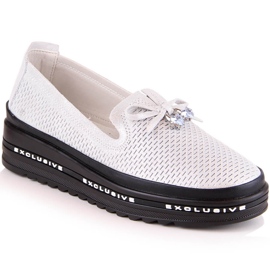 Slip-on mujer cómodos en piel plata S.Barski AL22400
