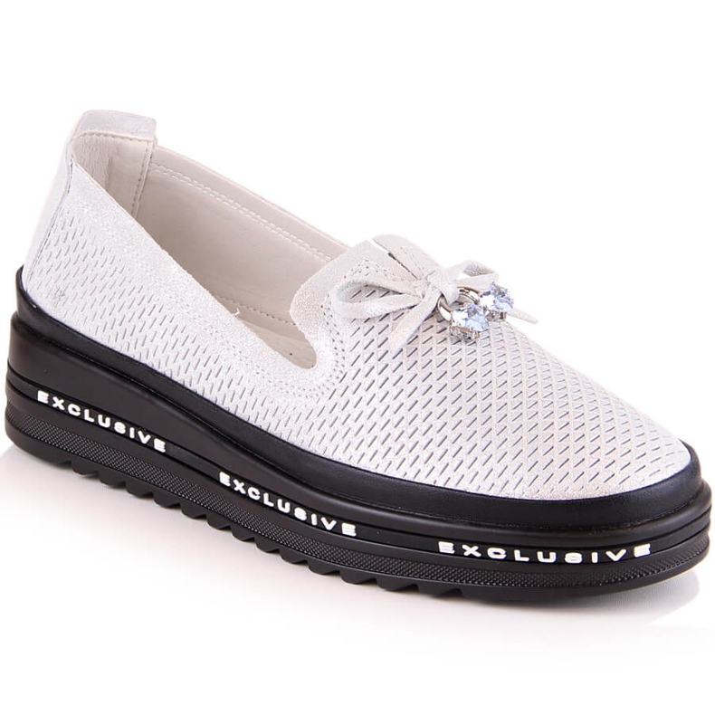 Slip-on mujer cómodos en piel plata S.Barski AL22400