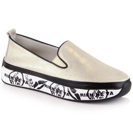 S.Barski LR29050 zapatos sin cordones cómodos de cuero para mujer dorado