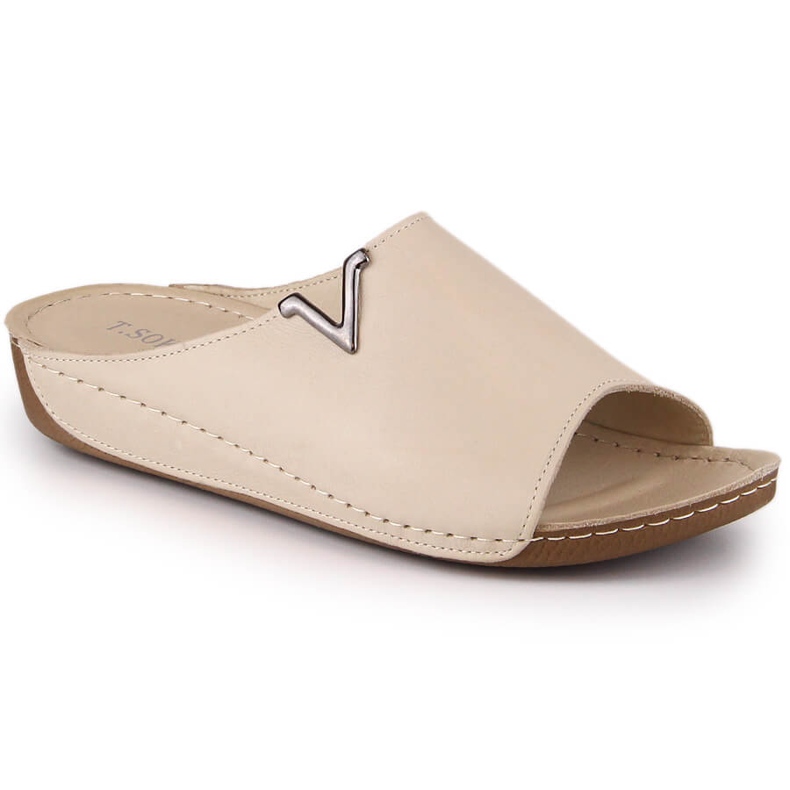 Babuchas mujer cuña piel beige T.Sokolski L22-301