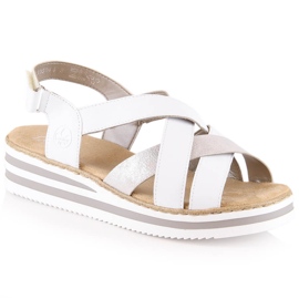 Sandalias cuña mujer cómodas piel blanco Rieker V0279-80
