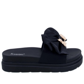 BM Pantuflas plataforma Teddy Black con osito negro