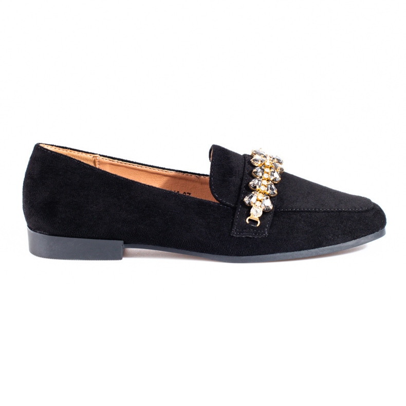 Mocasines mujer ante con cristales Shelovet negro