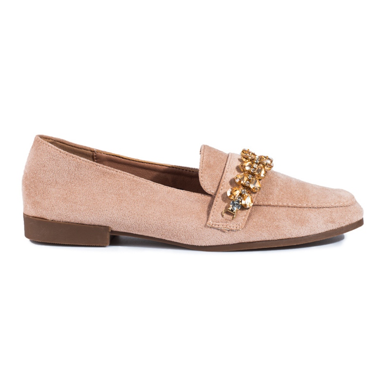 Mocasines de mujer en ante con cristales Shelovet beige