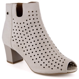 Botines peep toe mujer calados primavera ante beige Jezzi ASA169-7