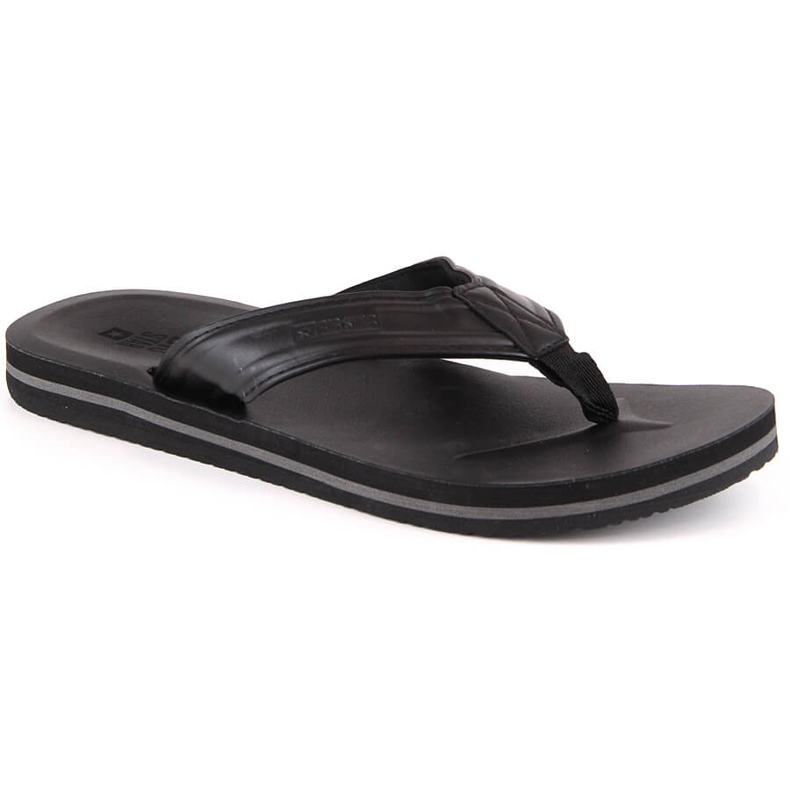 Chanclas de hombre fabricadas en piel ecológica negra Big Star LL174605 negro