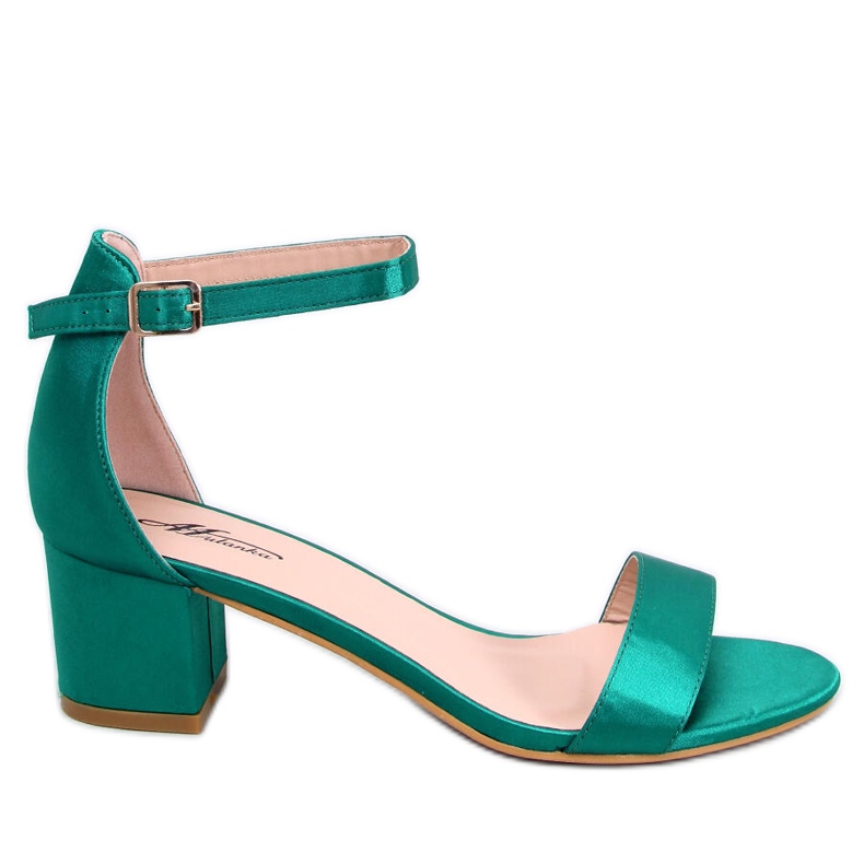 Sandalias de tacón bajo de Clarence Green verde