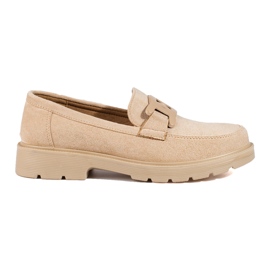 Mocasines mujer ante beige con cadena Shelovet Mocasines mujer ante beige con cadena Shelovet