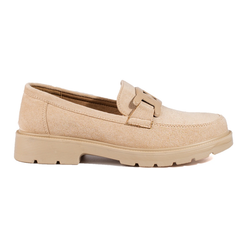 Mocasines mujer ante beige con cadena Shelovet
