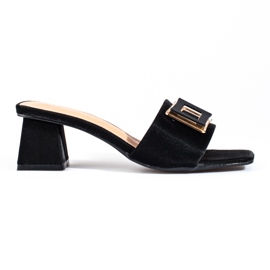 Chanclas de mujer en tejido con tacón bajo Shelovet negro