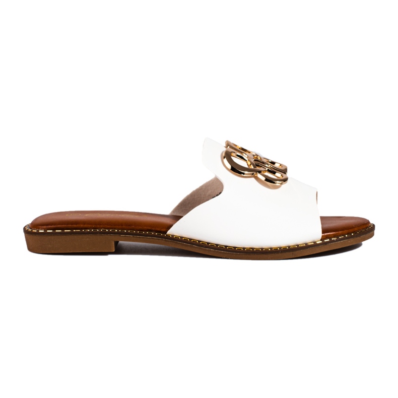 Elegantes sandalias blancas con hebilla Shelovet blanco