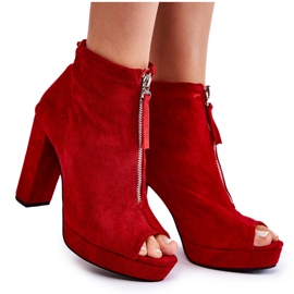 WS1 Botines De Ante Con Cremallera Donnita Roja rojo