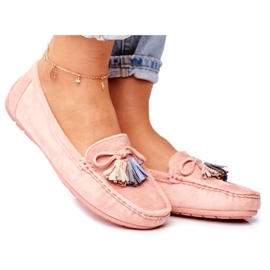 Mocasines Mujer Ante Con Flecos 20PB35-2003 Rosa rosado