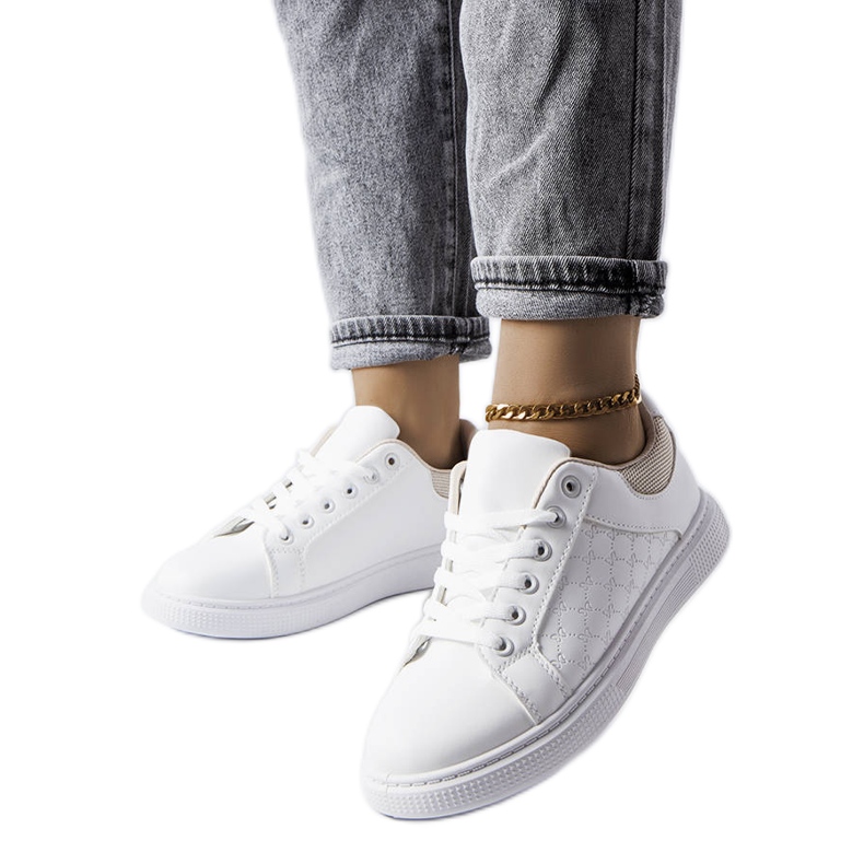 Deportivas blancas y beige con grabado de Dreux blanco