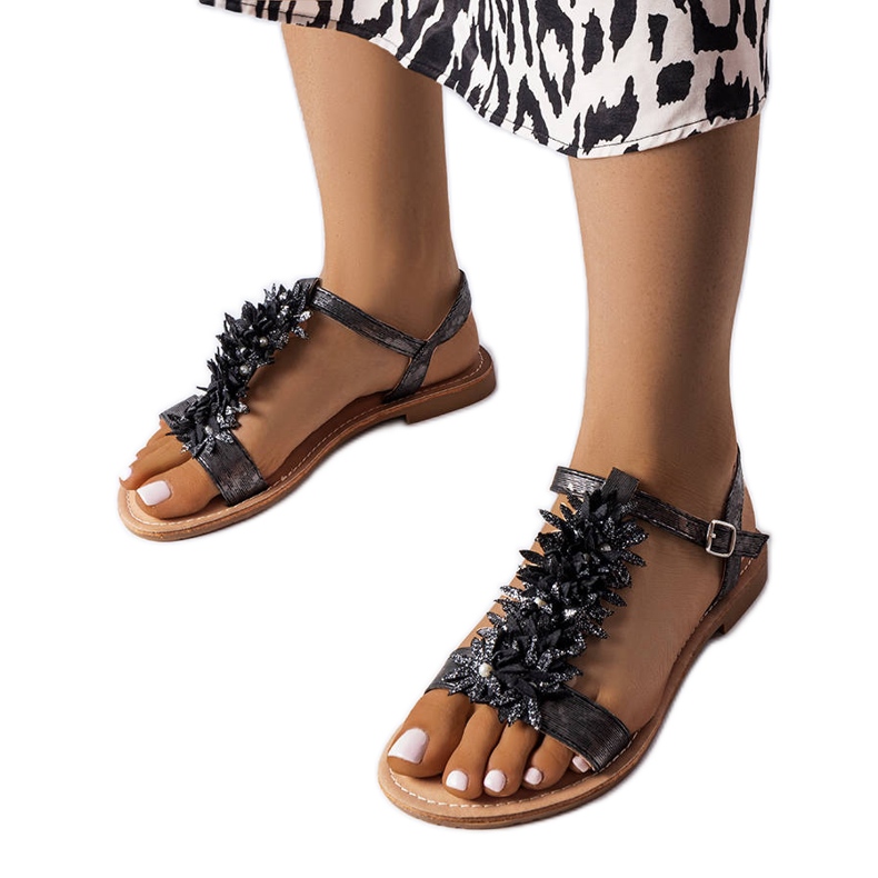PA1 Sandalias negras metalizadas Richard negro