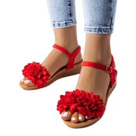 Sandalias rojas de cuña baja de Foucault rojo